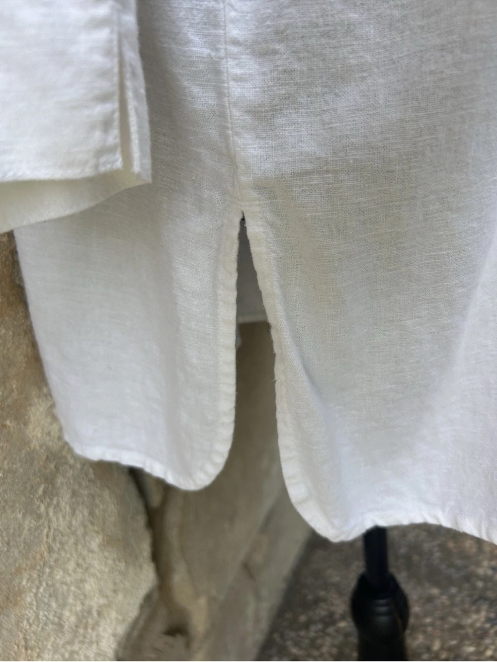 Chico's Design Linen Blend Tunic Size 2 Large Coastal White Button Front - Picture 7 of 8